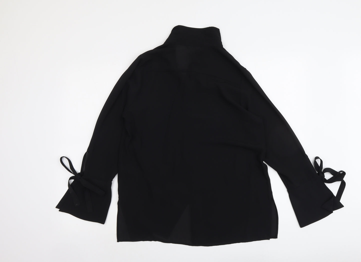 V By Very Womens Black Polyester Basic Button-Up Size 12 V-Neck
