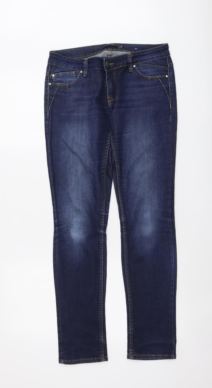 RESERVED Womens Blue Cotton Straight Jeans Size 29 in L32 in Regular Button