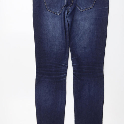 RESERVED Womens Blue Cotton Straight Jeans Size 29 in L32 in Regular Button
