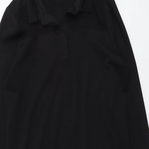 Warehouse Womens Black Polyester Shirt Dress Size 10 Collared Button