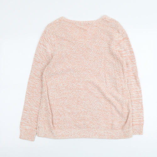 M&Co Womens Pink V-Neck Acrylic Pullover Jumper Size 14