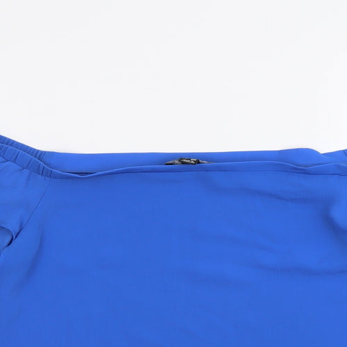New Look Womens Blue Polyester Basic Blouse Size 12 Boat Neck