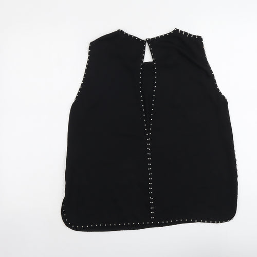 H&M Womens Black Polyester Basic Blouse Size 12 Round Neck