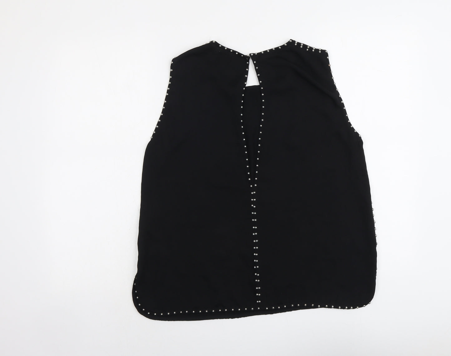 H&M Womens Black Polyester Basic Blouse Size 12 Round Neck