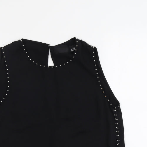 H&M Womens Black Polyester Basic Blouse Size 12 Round Neck