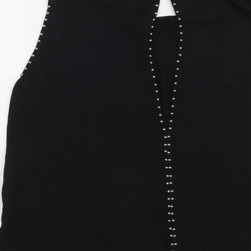 H&M Womens Black Polyester Basic Blouse Size 12 Round Neck