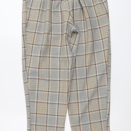 New Look Womens Beige Plaid Polyester Carrot Trousers Size 10 L28 in Regular Button