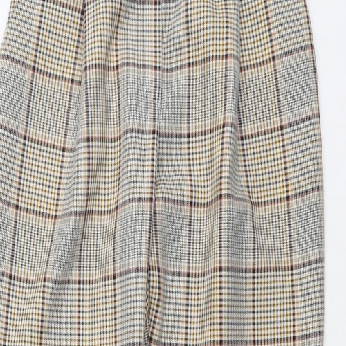 New Look Womens Beige Plaid Polyester Carrot Trousers Size 10 L28 in Regular Button