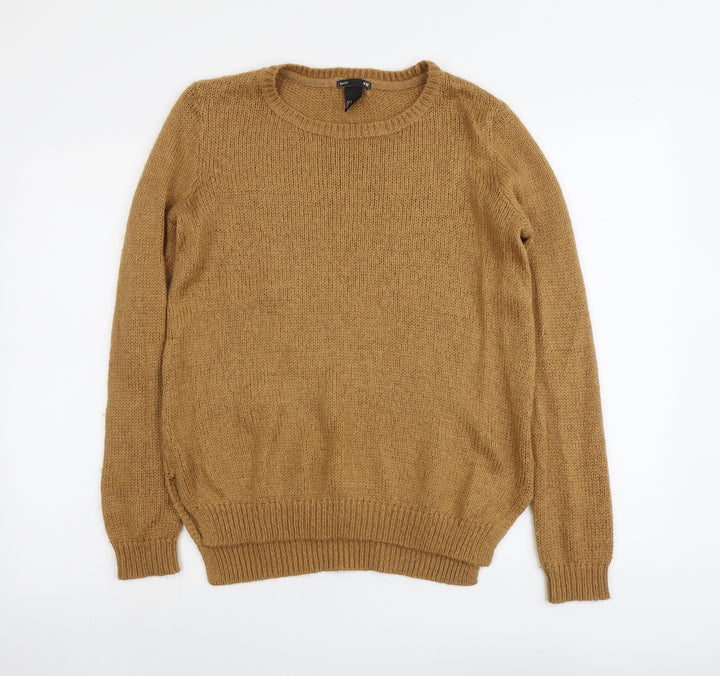 H&M Womens Brown Round Neck Acrylic Pullover Jumper Size S