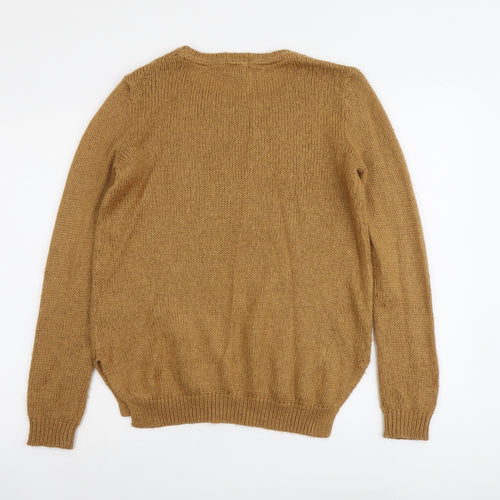 H&M Womens Brown Round Neck Acrylic Pullover Jumper Size S