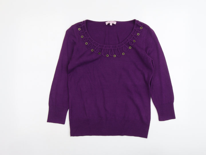 Per Una Womens Purple Round Neck Acrylic Pullover Jumper Size 10
