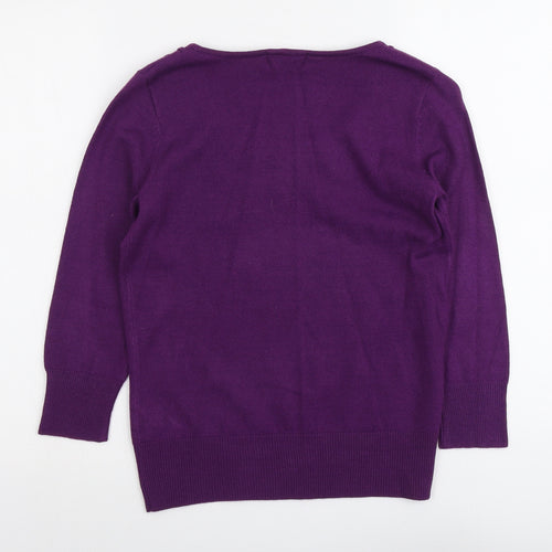 Per Una Womens Purple Round Neck Acrylic Pullover Jumper Size 10