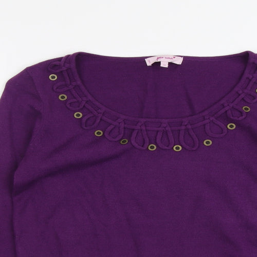 Per Una Womens Purple Round Neck Acrylic Pullover Jumper Size 10