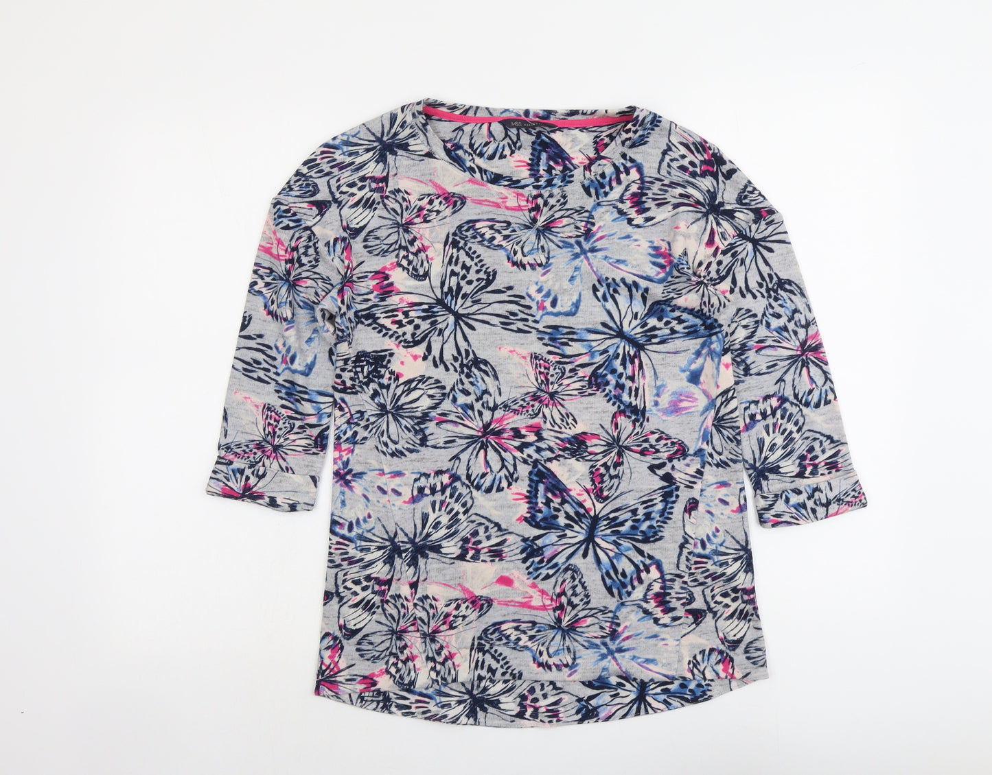Marks and Spencer Womens Multicoloured Round Neck Geometric Polyester Pullover Jumper Size 8 - Butterfly Pattern