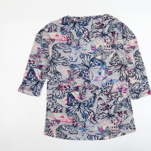 Marks and Spencer Womens Multicoloured Round Neck Geometric Polyester Pullover Jumper Size 8 - Butterfly Pattern