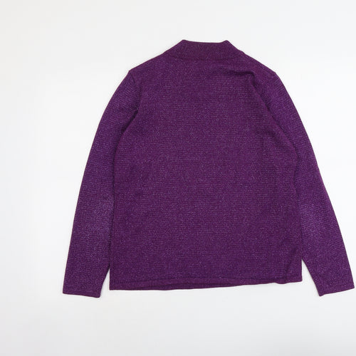 Bonmarché Womens Purple Round Neck Polyester Pullover Jumper Size S