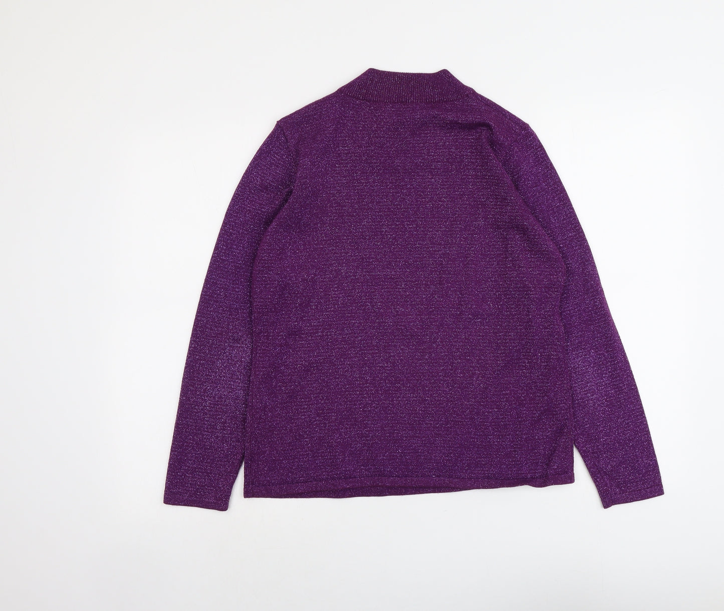 Bonmarché Womens Purple Round Neck Polyester Pullover Jumper Size S