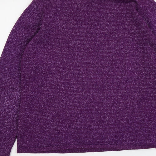 Bonmarché Womens Purple Round Neck Polyester Pullover Jumper Size S