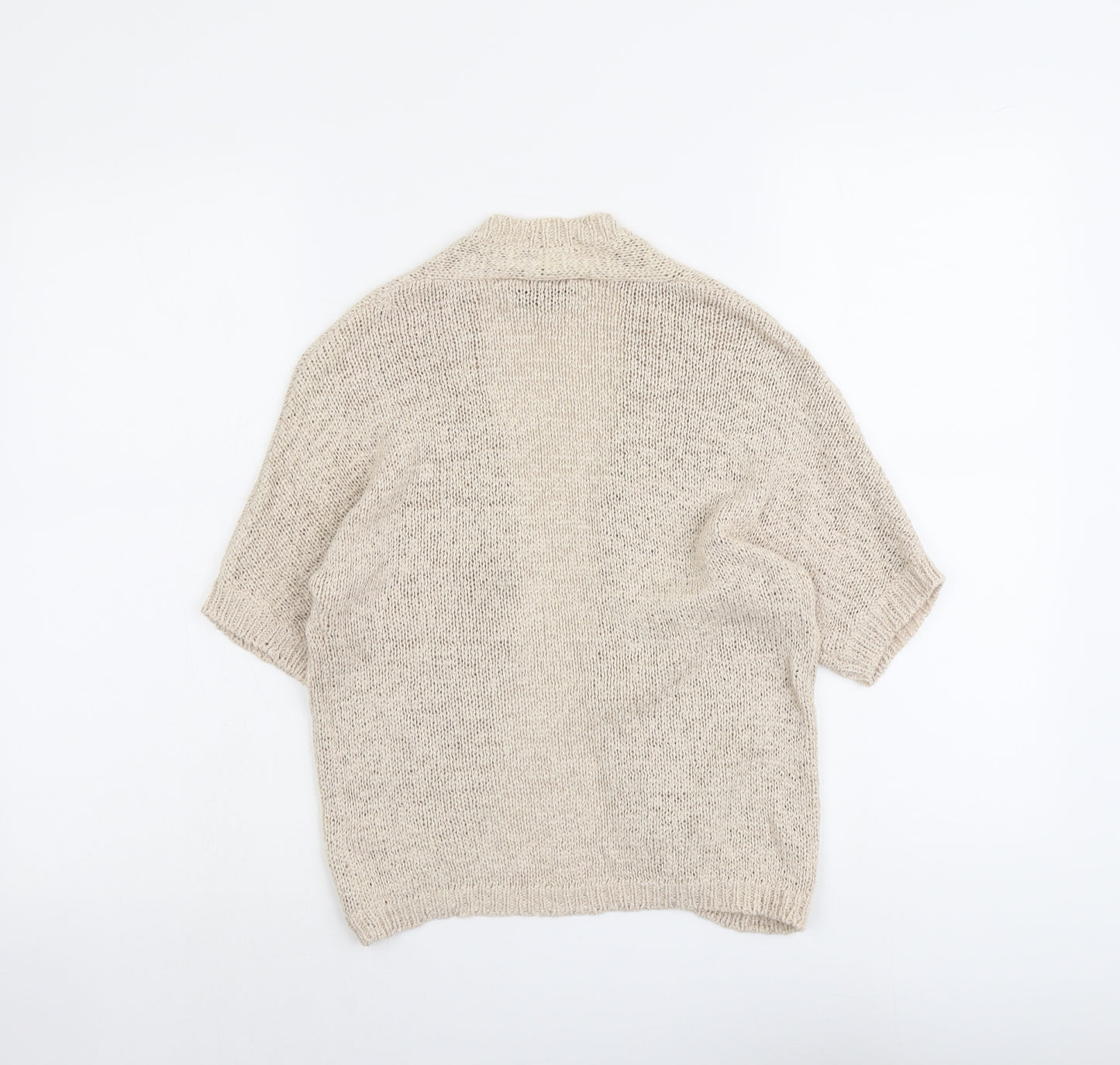 M&Co Womens Beige V-Neck Cotton Cardigan Jumper Size 10