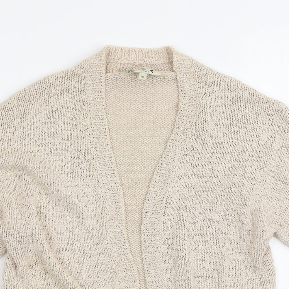 M&Co Womens Beige V-Neck Cotton Cardigan Jumper Size 10