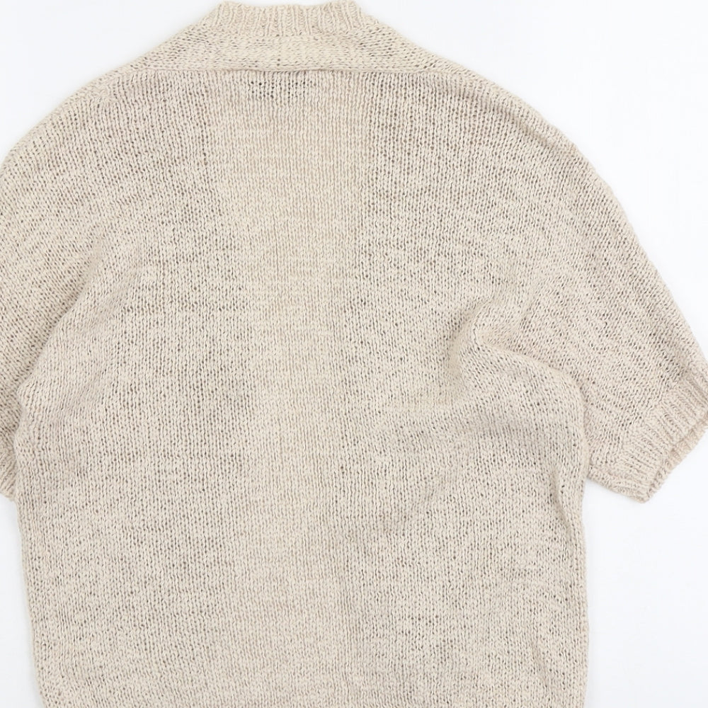 M&Co Womens Beige V-Neck Cotton Cardigan Jumper Size 10