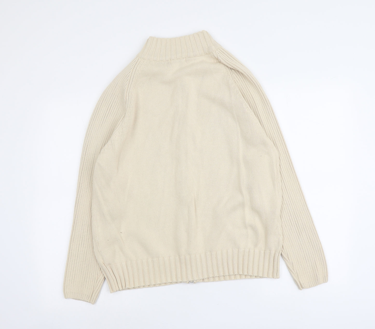 Bonmarché Womens Beige Round Neck Cotton Full Zip Jumper Size XL