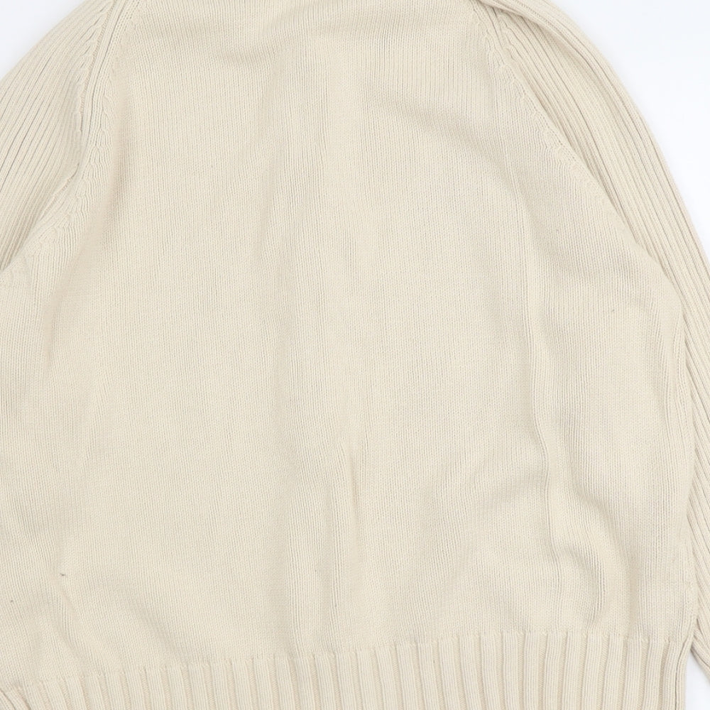Bonmarché Womens Beige Round Neck Cotton Full Zip Jumper Size XL