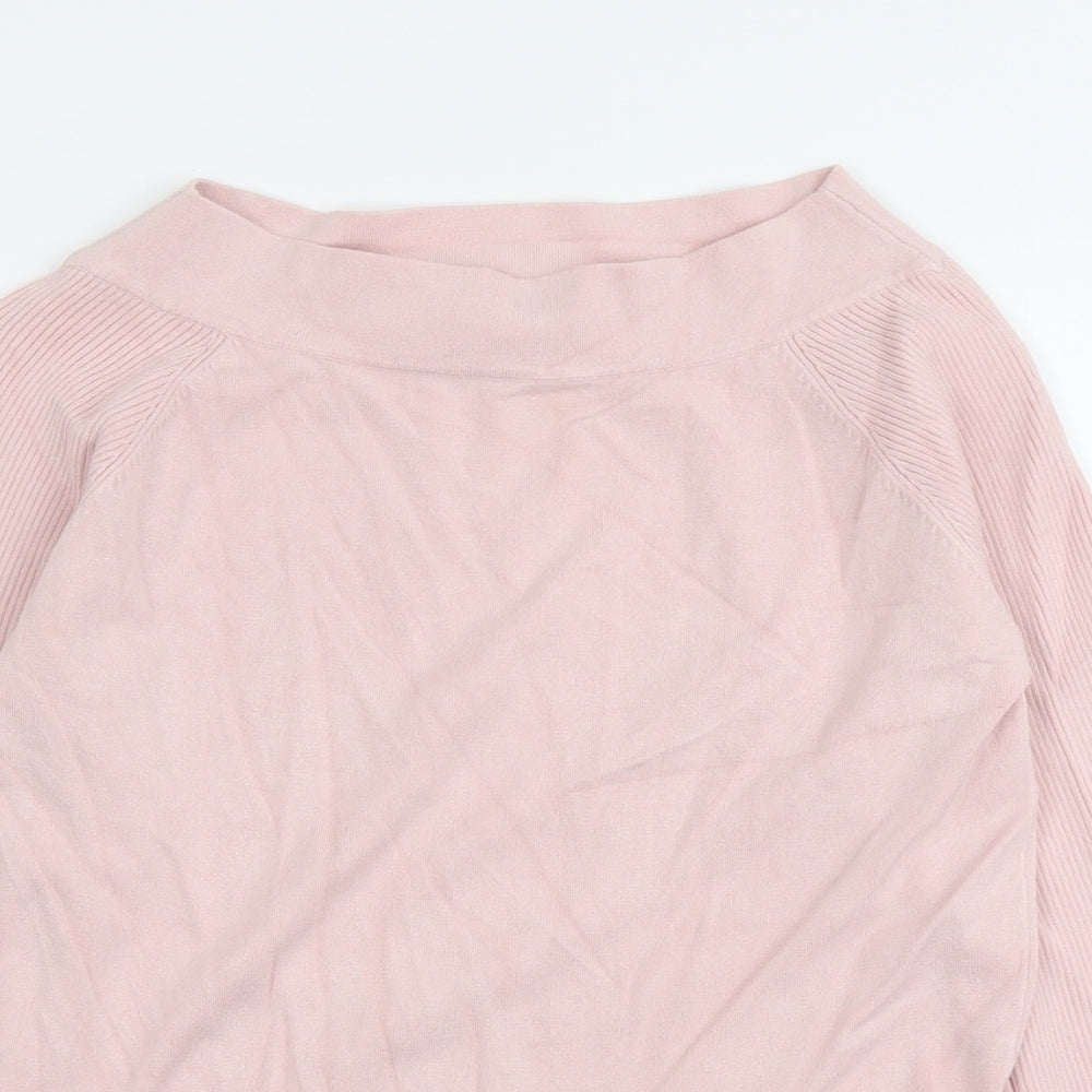 Kaliko Womens Pink Round Neck Viscose Pullover Jumper Size 14