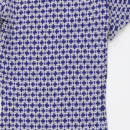 Topshop Womens Blue Geometric Polyester A-Line Size 8 Round Neck Pullover