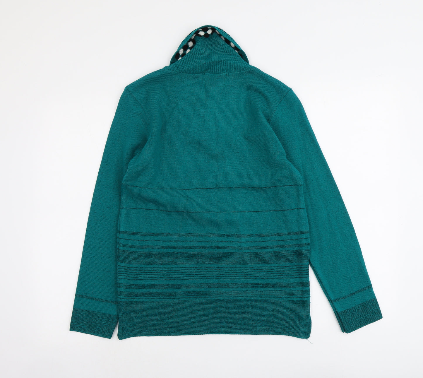 Envy Womens Green V-Neck Striped Acrylic Pullover Jumper Size XS