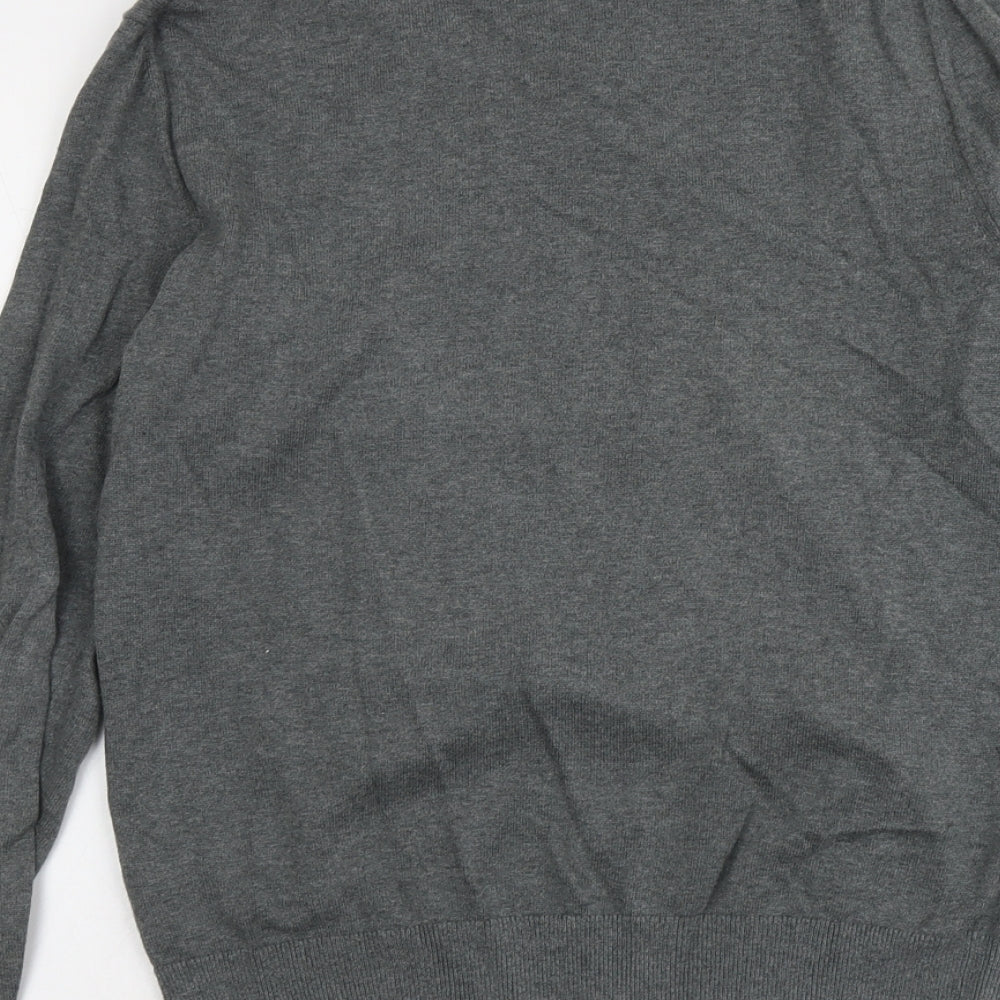 Gap Mens Grey V-Neck Cotton Pullover Jumper Size S Long Sleeve