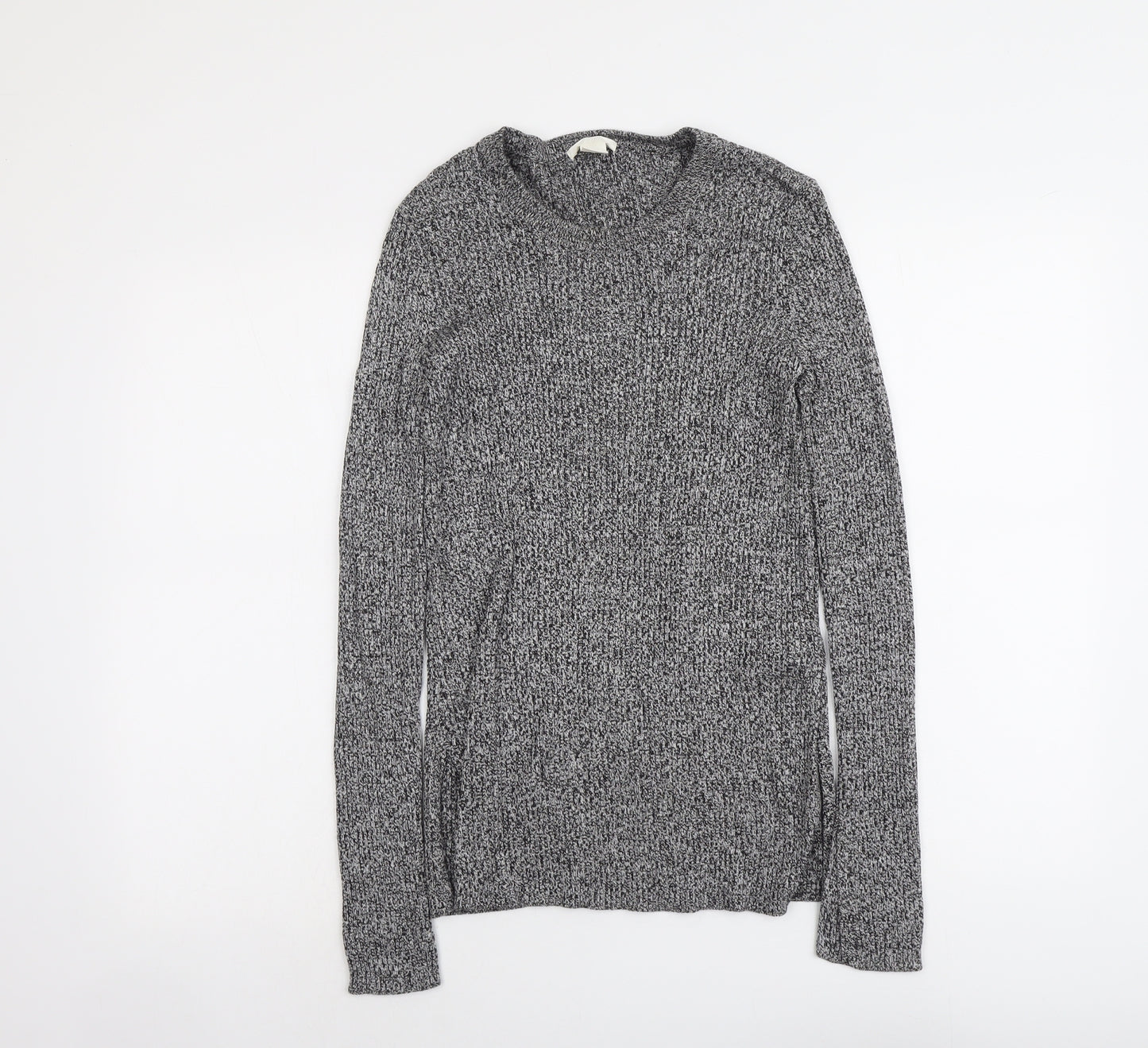 H&M Womens Grey Round Neck Cotton Pullover Jumper Size S