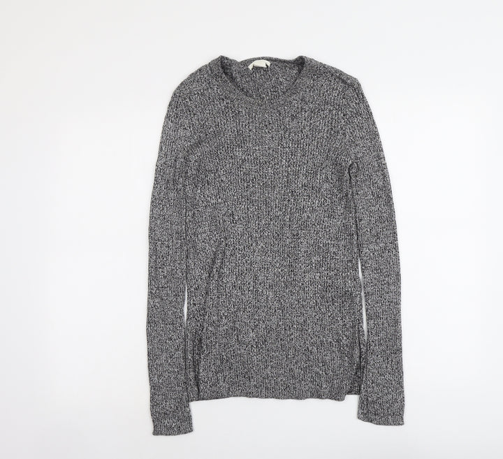 H&M Womens Grey Round Neck Cotton Pullover Jumper Size S