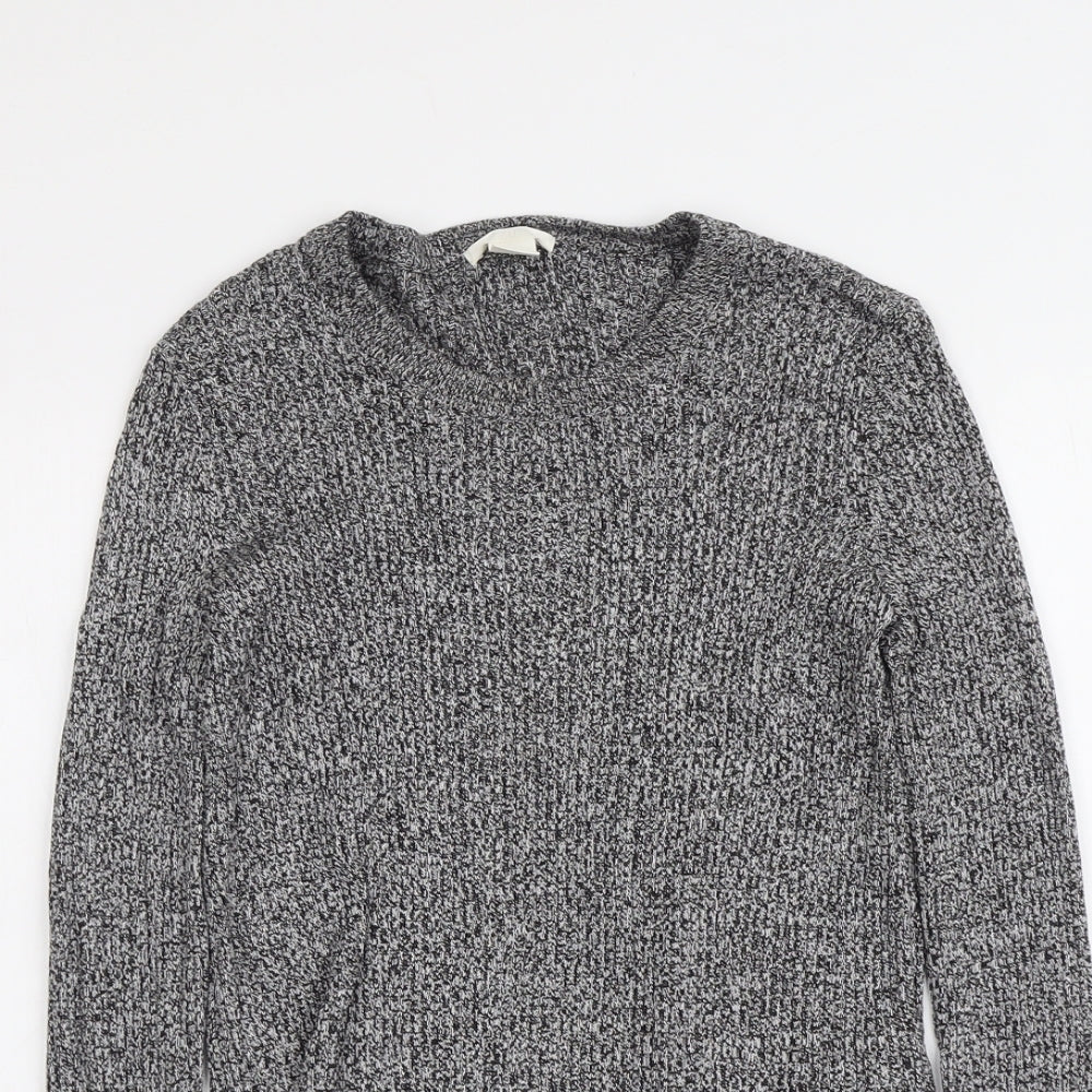 H&M Womens Grey Round Neck Cotton Pullover Jumper Size S