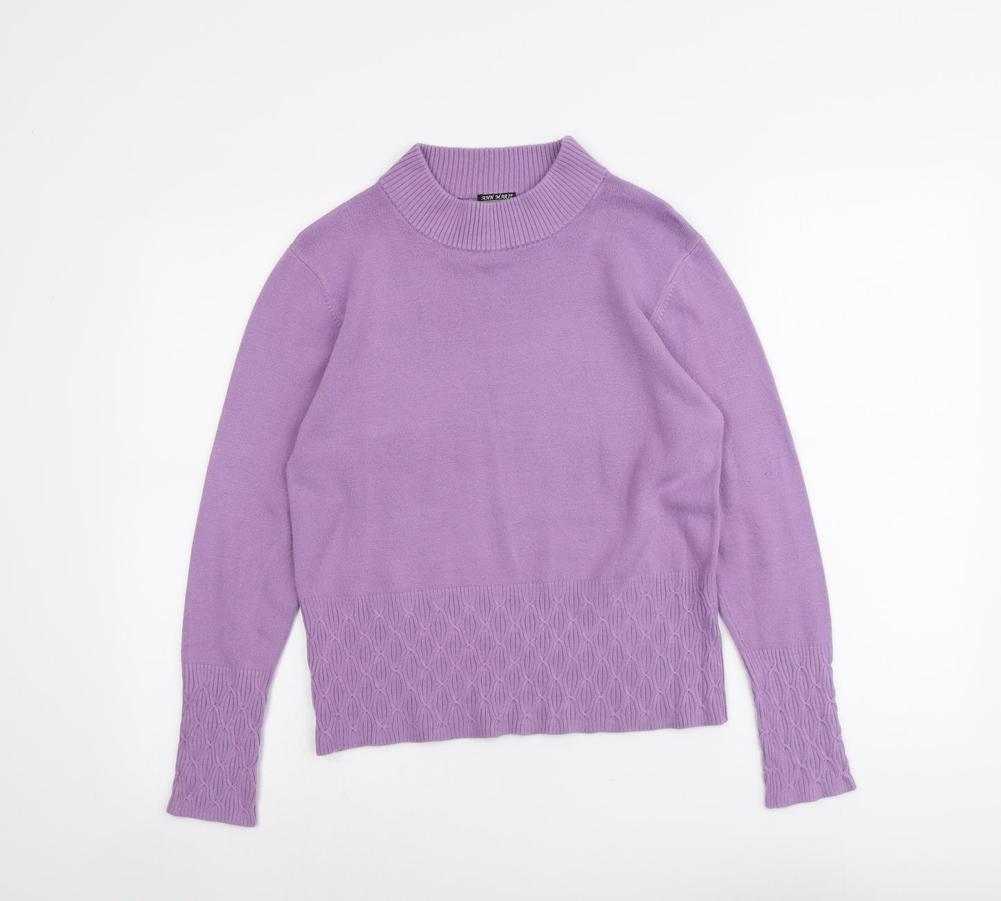 Ann Marie Womens Purple Round Neck Acrylic Pullover Jumper Size L
