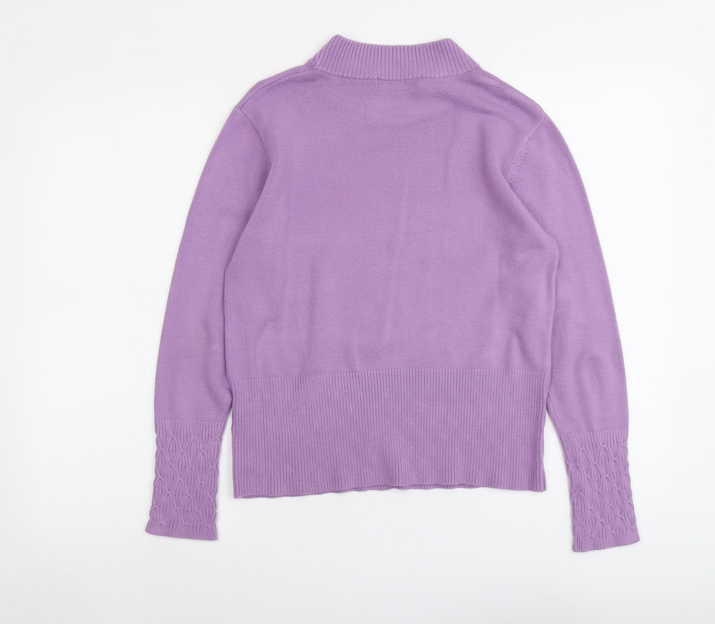 Ann Marie Womens Purple Round Neck Acrylic Pullover Jumper Size L