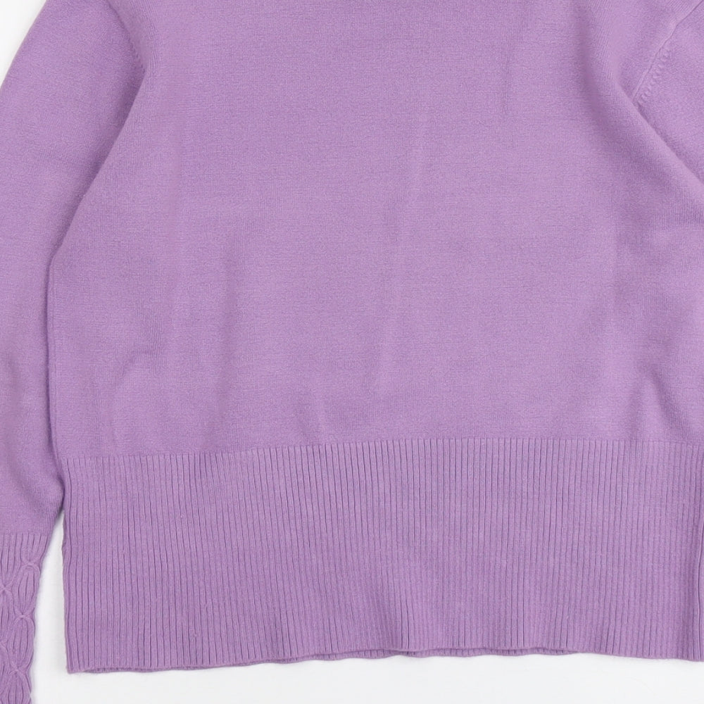 Ann Marie Womens Purple Round Neck Acrylic Pullover Jumper Size L