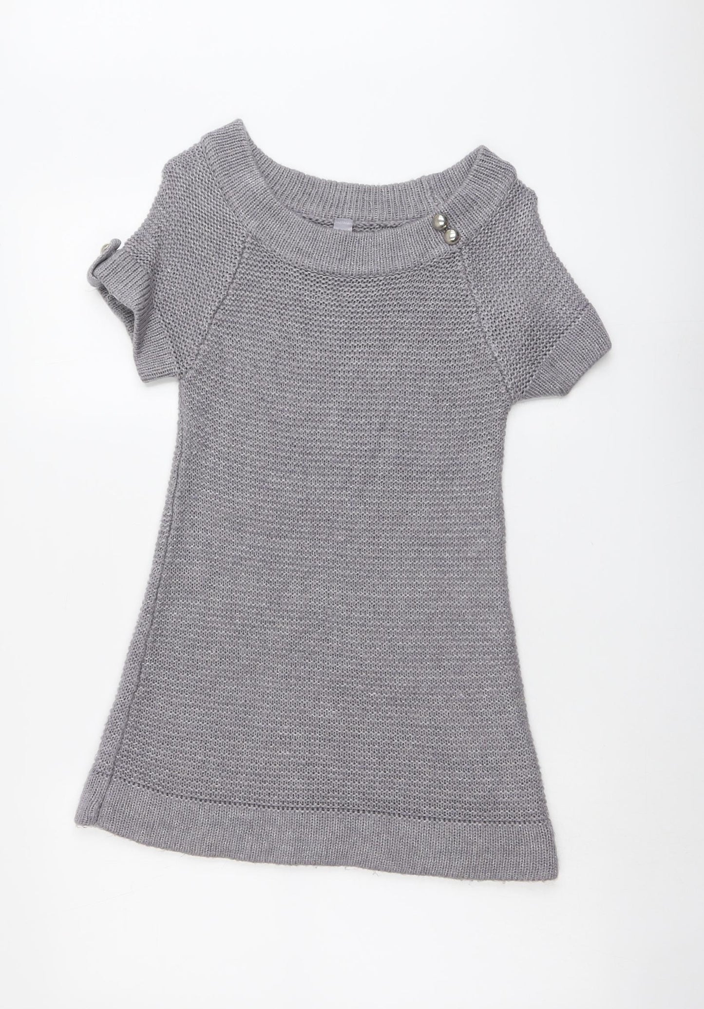 E-vie Womens Grey Round Neck Acrylic Pullover Jumper Size 8