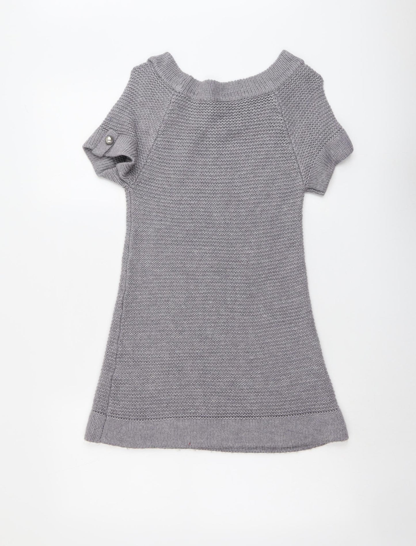 E-vie Womens Grey Round Neck Acrylic Pullover Jumper Size 8