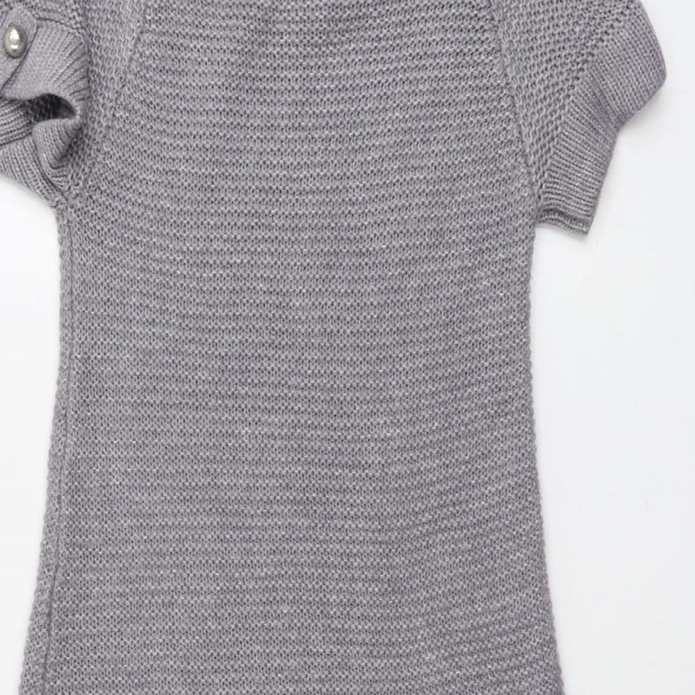 E-vie Womens Grey Round Neck Acrylic Pullover Jumper Size 8