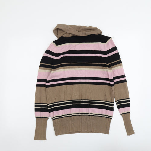 Marks and Spencer Womens Multicoloured Round Neck Striped Viscose Pullover Jumper Size 12