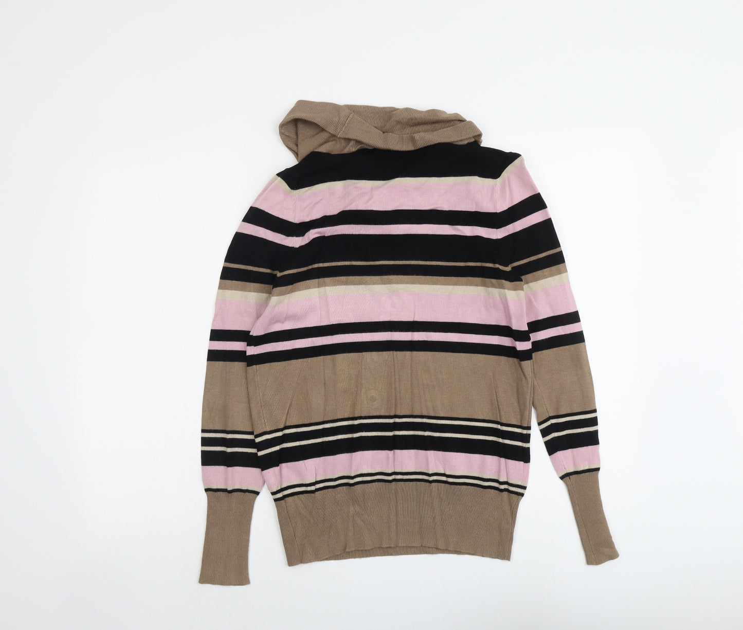 Marks and Spencer Womens Multicoloured Round Neck Striped Viscose Pullover Jumper Size 12
