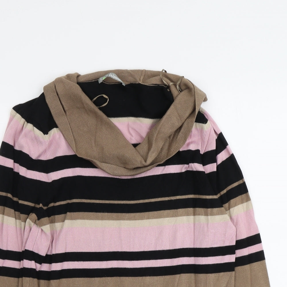 Marks and Spencer Womens Multicoloured Round Neck Striped Viscose Pullover Jumper Size 12