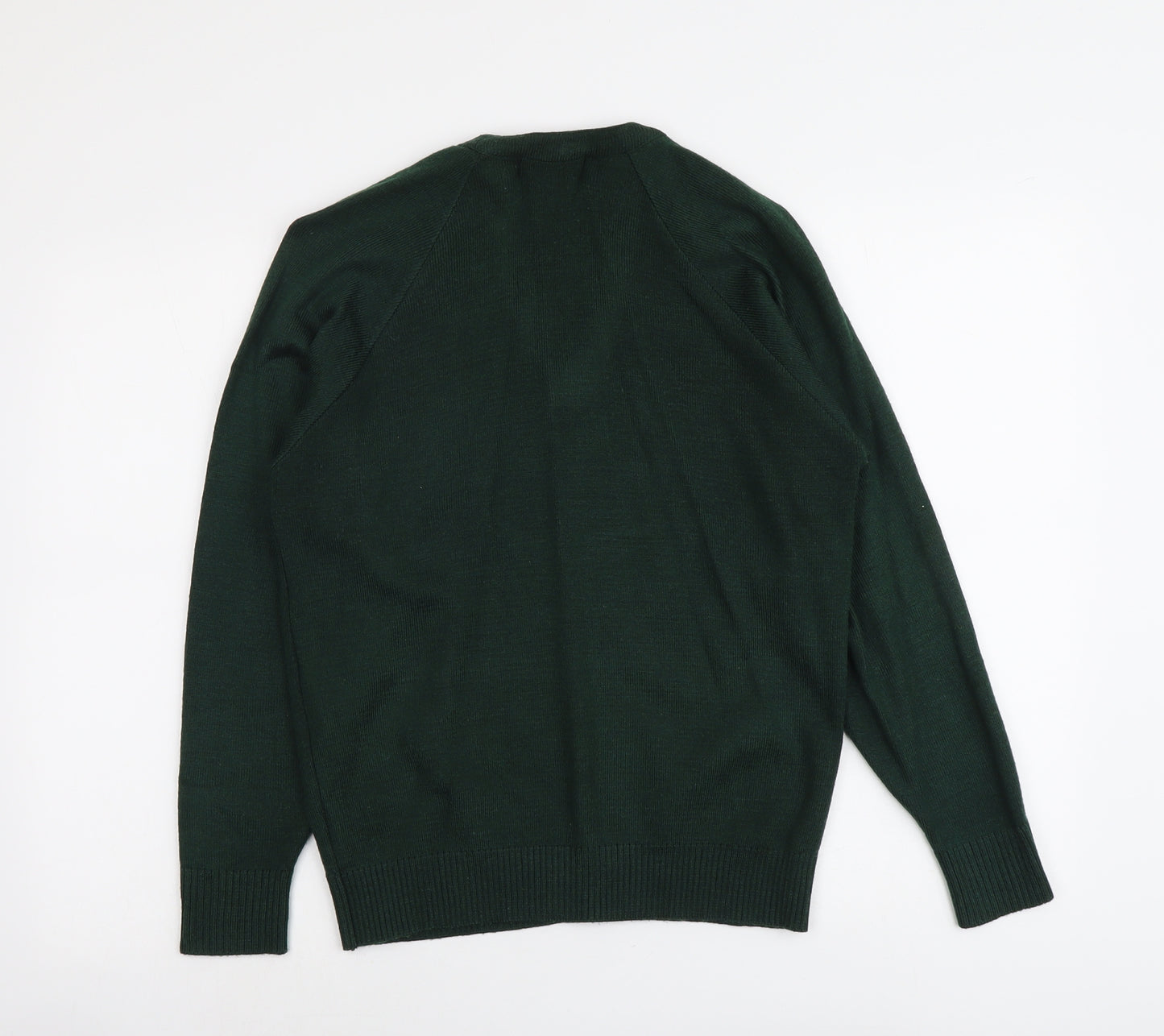 Banner Womens Green V-Neck Acrylic Pullover Jumper Size 8