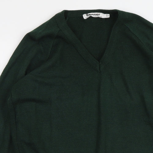 Banner Womens Green V-Neck Acrylic Pullover Jumper Size 8