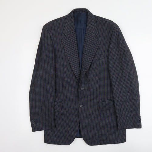 Lee Greenwood Mens Blue Geometric Wool Jacket Suit Jacket Size M Regular
