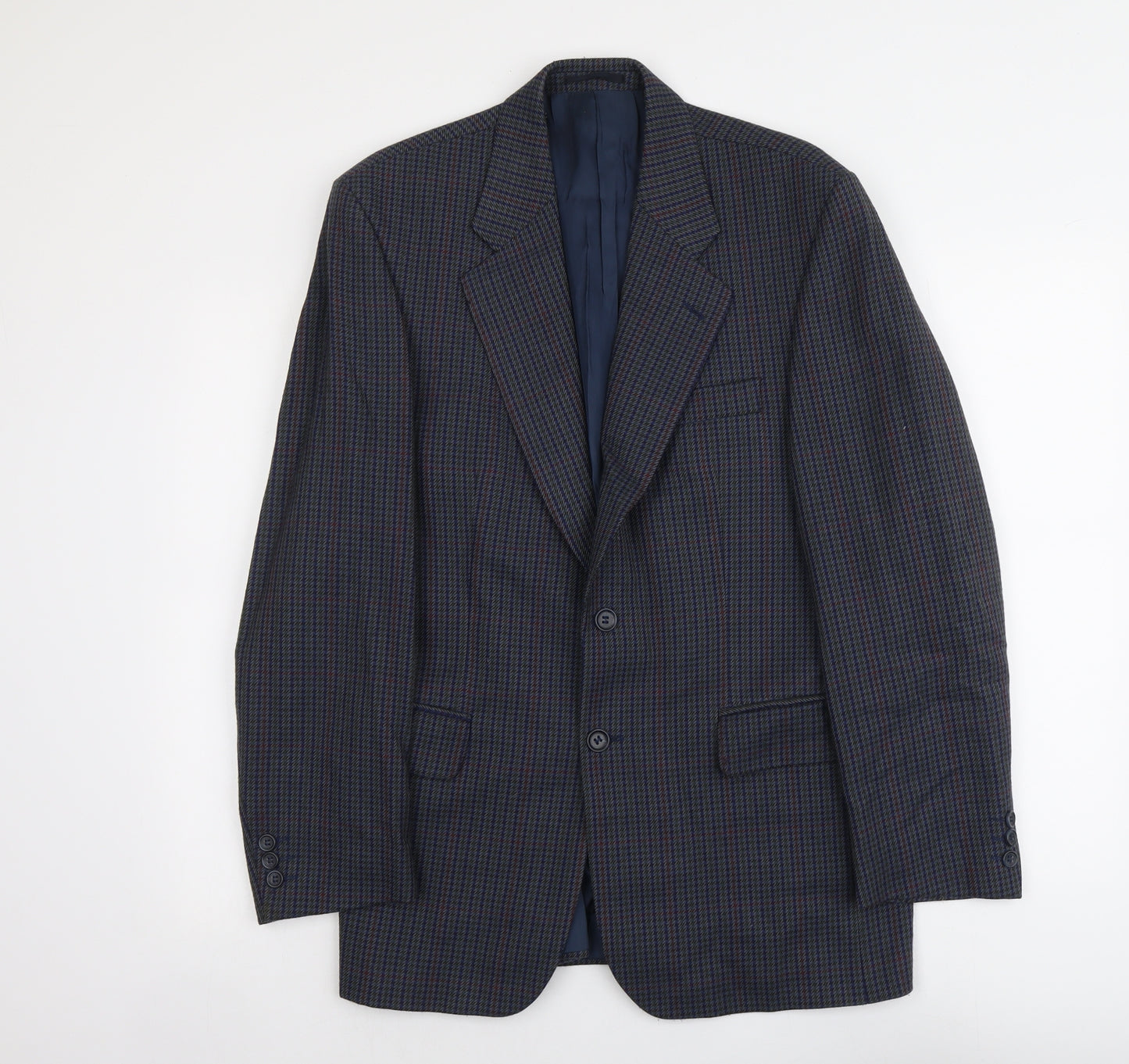Lee Greenwood Mens Blue Geometric Wool Jacket Suit Jacket Size M Regular
