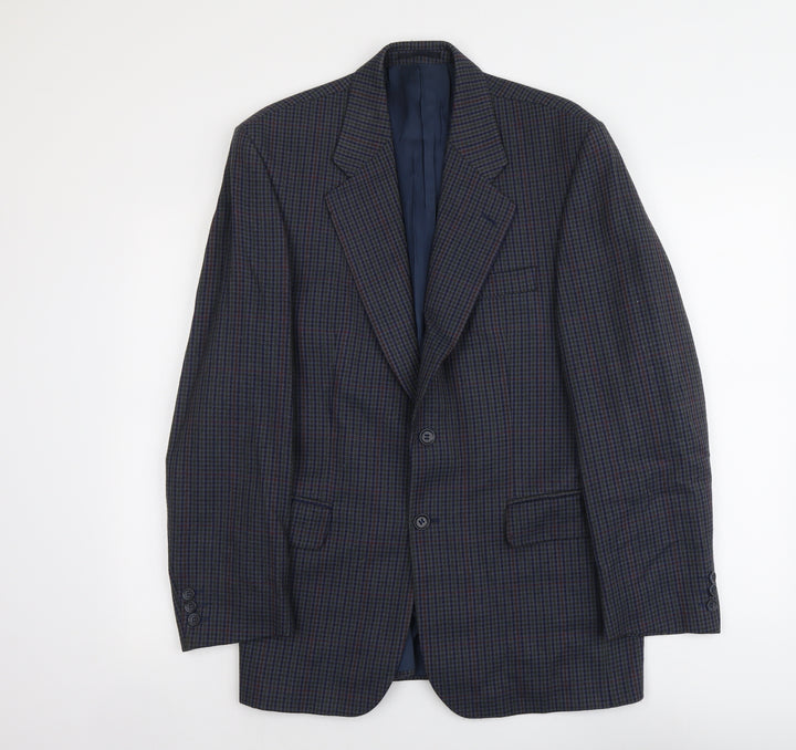 Lee Greenwood Mens Blue Geometric Wool Jacket Suit Jacket Size M Regular