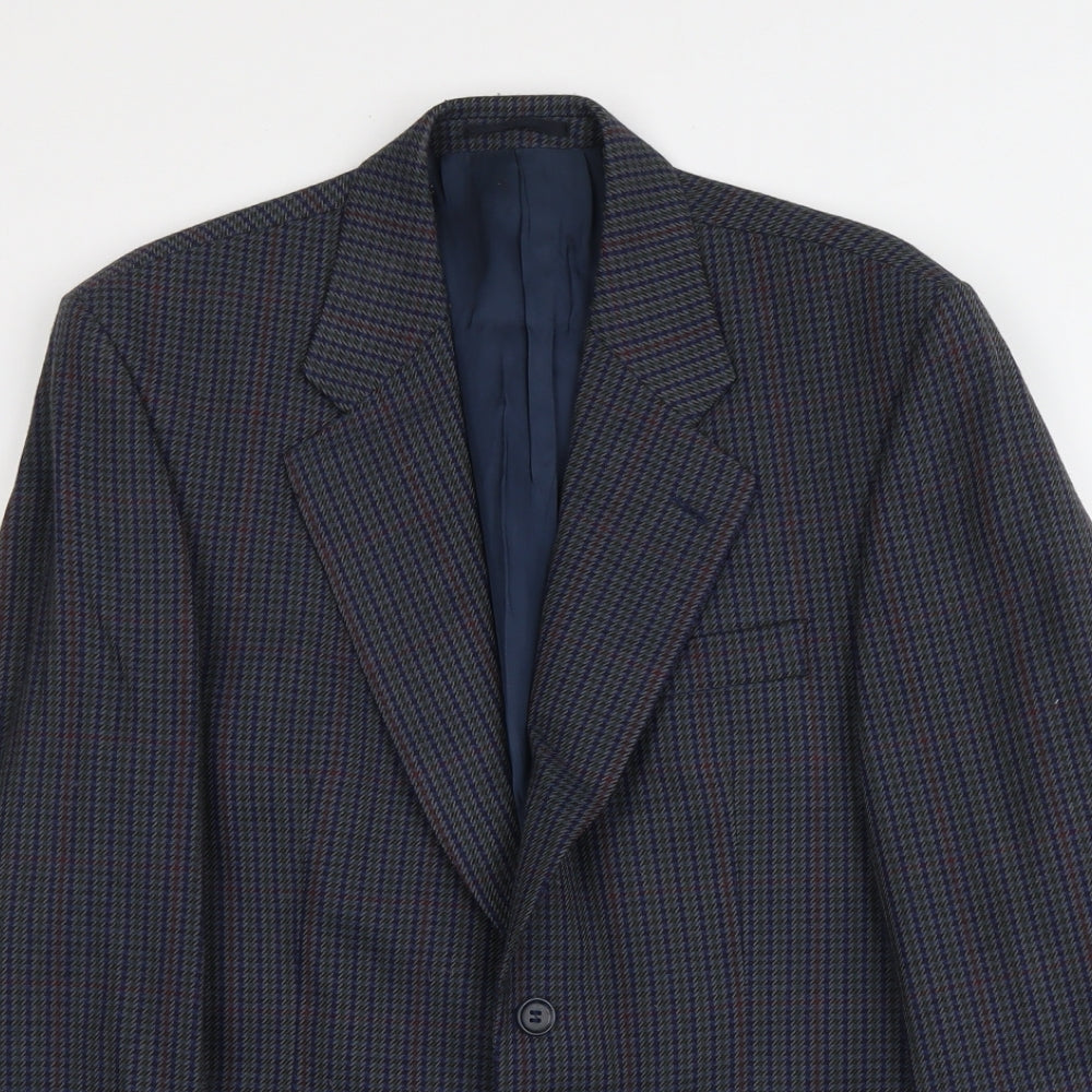 Lee Greenwood Mens Blue Geometric Wool Jacket Suit Jacket Size M Regular