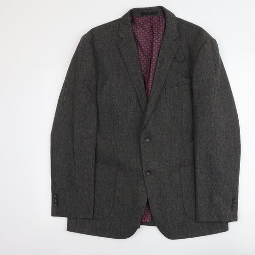 Boston Crew Mens Grey Polyester Jacket Blazer Size XL Regular